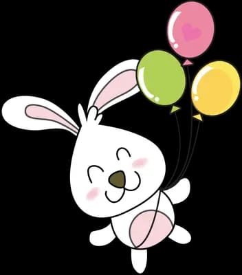 Bunny holding a bunch of balloons