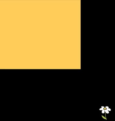 Tiny mouse beneath a large yellow block of colour