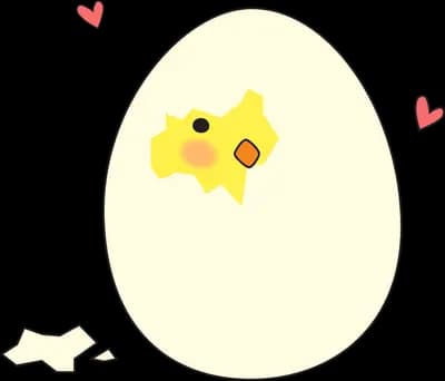 Chick peeking from the top of an intact egg