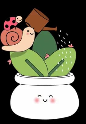 Snail climbing a smiling potted succulent