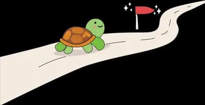 Turtle walking a long path toward a distant marker