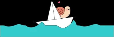 Dog sailing a small boat across a teal sea