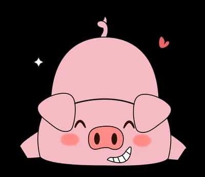 Pink pig lying flat on its belly