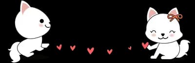 Two cats pulling a string of hearts between them
