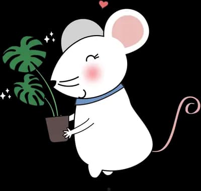 Mouse carrying a small potted plant