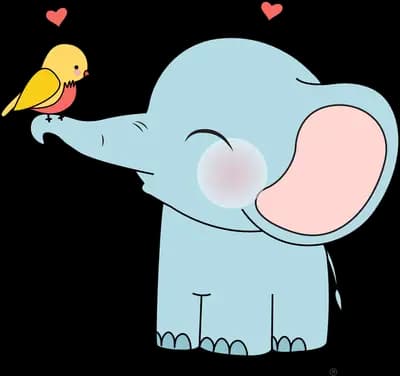 Elephant with a small bird perched on its trunk