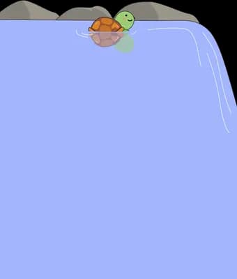 Snail at the top edge of a large blue block