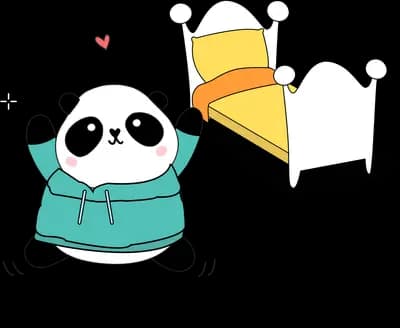 Panda making a bed with fresh sheets