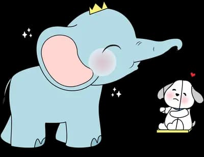 Elephant pushing a rabbit on a swing with its trunk