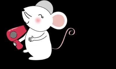 Mouse carrying a red heart while walking