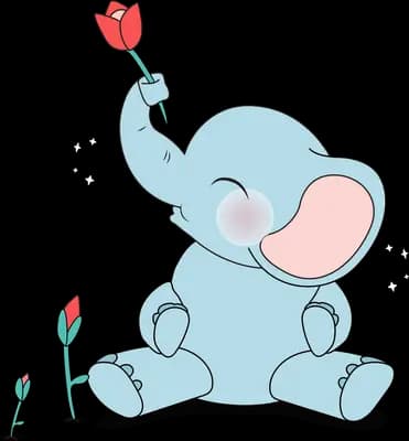 Elephant holding up a tulip with its trunk