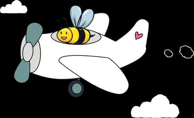 Bee piloting a small white aeroplane