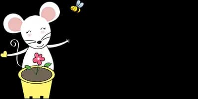 Mouse standing on a yellow block with a trail