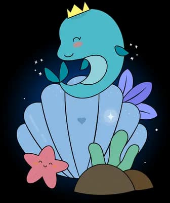 Crowned sea creature in a dark underwater orb