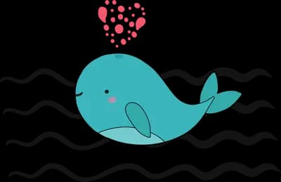 Blue whale spouting a heart-shaped plume