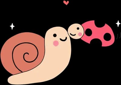 Snail and ladybug nuzzling with hearts
