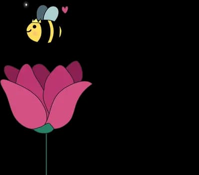 Bee hovering over a pink tulip