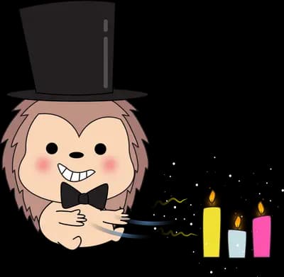 Lion in a top hat with paint bottles