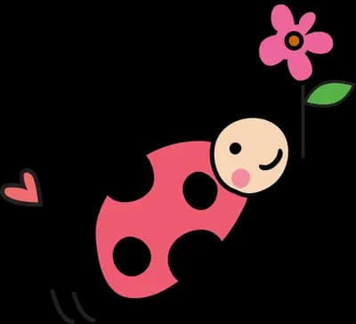 Single ladybug with tiny hearts