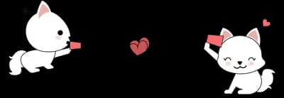 Two cats pulling a string of hearts apart