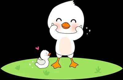 White duck standing on a small green mound