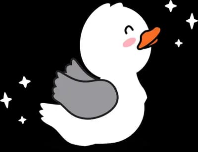 Small white duck standing alone