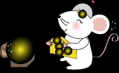Mouse with a camera photographing a dark orb