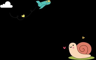 Snail watching a bird fly away among clouds