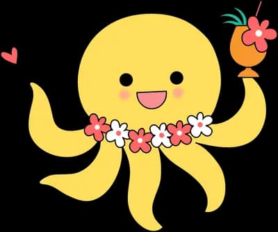 Yellow octopus holding a small flower