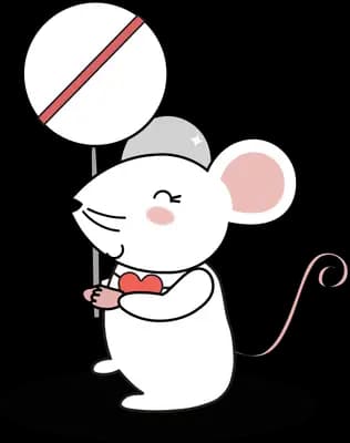 Mouse holding a no-entry sign on a pole