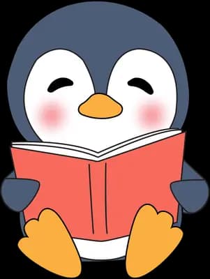 Penguin sitting reading a red book