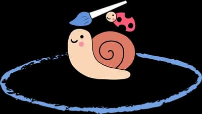 Snail in a cap inside a chalk circle