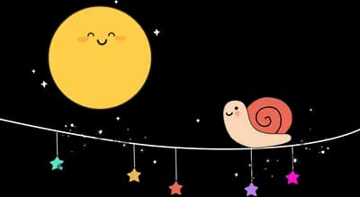 Snail among scattered stars under a small sun