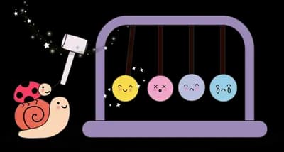 Snail beside a purple baby play gym frame