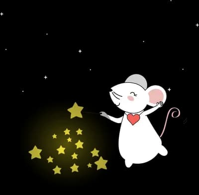 Mouse beside a grey sphere full of stars