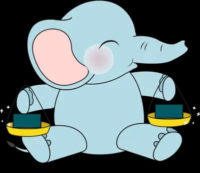 Elephant sitting with two small buckets