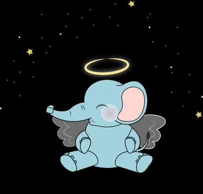 Elephant with a halo sitting among stars
