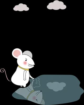 Mouse resting on a pale blue cushion