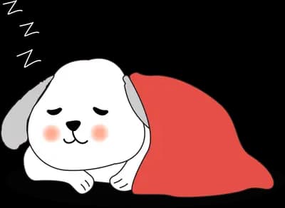 Dog asleep under a red blanket
