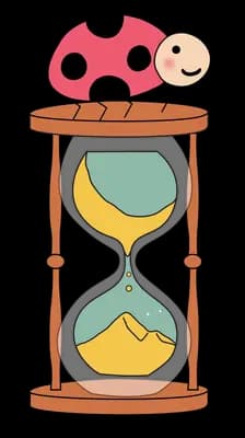 Ladybug perched on top of a wooden hourglass