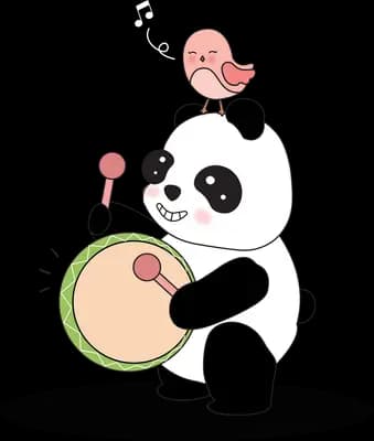 Panda hugging another panda who holds a slice of green melon