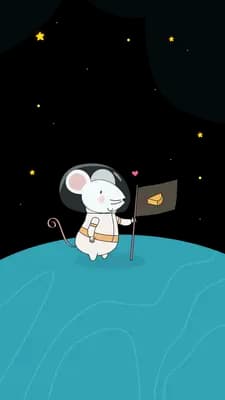 Mouse in a helmet planting a flag on a teal summit panel