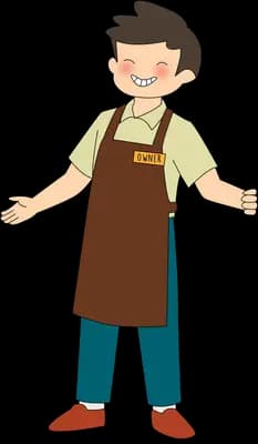 Shop owner welcoming customers