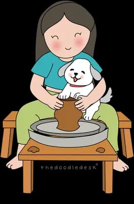 Throwing clay on a wheel
