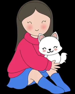 Cuddling a pet cat