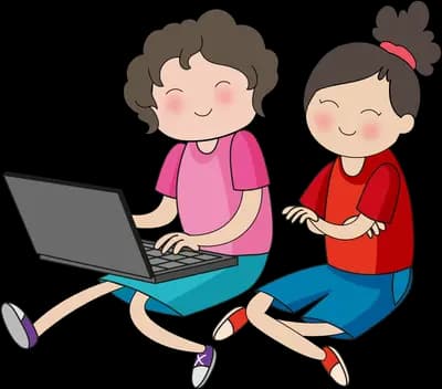 Working at a laptop together