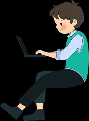 Working at a laptop