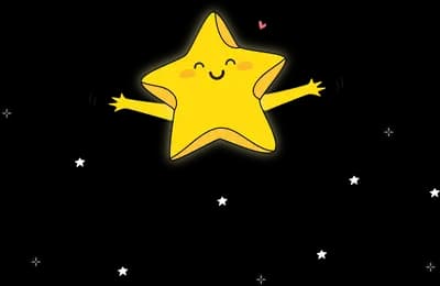 Yellow shooting star with a motion trail