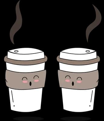 Two takeaway coffee cups with rising steam