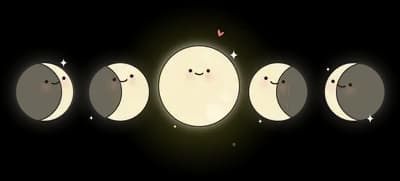 Row of moon characters showing phases